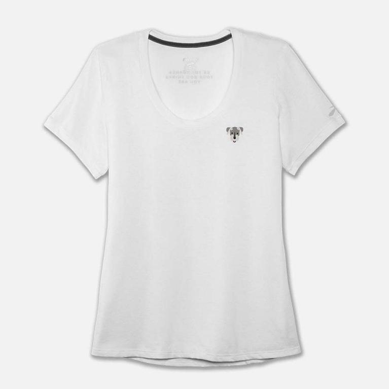 Brooks Run Happy Graphic Women's Short Sleeve Running Shirt - White (42983-DLOE)